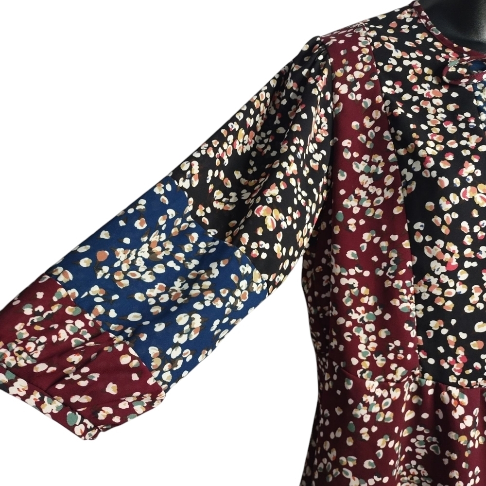 Braeve Blouse Women's Multicolor Tasseled Accents Polyester 3/4 Sleeve Sz Medium - Picture 5 of 8